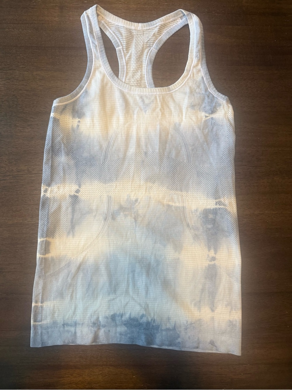lululemon athletica White and Blue Tie-Dye Racerback Tank